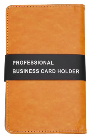 PATIKIL Porte-Cartes de Visite en Cuir, Organisateur de Livre de Cartes de Visite Professionnel, Porte-Livre de Cartes de Visite Capacité de 240 Cartes pour Différentes Cartes, Orange