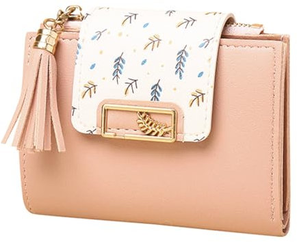 Portefeuille pour Femme Cuir Porte Monnaie Femme Petit, Portefeuille Femme Cuir,avec 6 Emplacements de Carte, éclair Poche à Monnaie, Mini Portefeuille Femme, Rose