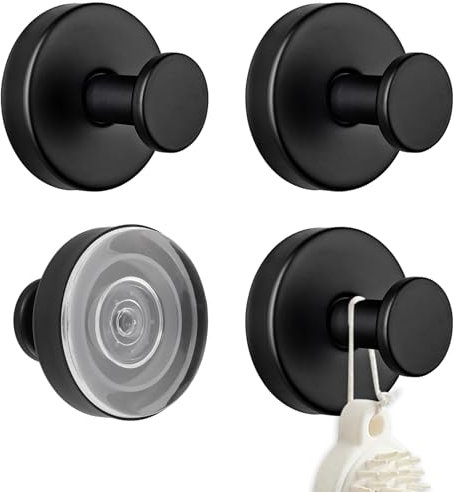 Indrnif 4 Ganci A Ventosa, Extra Forti, Ganci A Ventosa Per Bagno, Portata 5 Kg, Senza Foratura, Gancio A Ventosa, Colore Nero, Per Bagno, Cucina, Finestra Liscia E Vetro