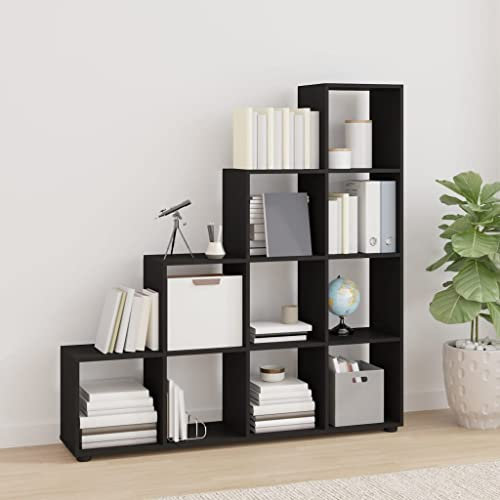 Makastle Bücherregal 10 Fächern schmales Regal Stufenregal Ordnungssystem Treppenregal Leiterregal Aufbewahrungsregal für Wohnzimmer Arbeitszimmer, 138 x 29 x 142 cm
