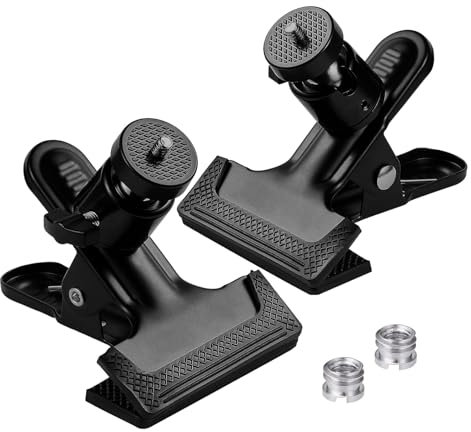 2 Stück Kamera Klemmhalter Set, 360° Kamera Klemme Clips mit 1/4 Gewinde Kugelkopf, Klemmstativ Blitzhalterung Kompatibel mit GoPro Hero DSLR SLR Kamera Stativ