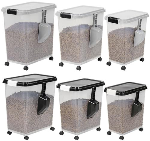 Taylor & Brown Airtight Pet Food Storage Container With Plastic Measuring Scoop Treats For Pet Dog Cat Animal Dry Food Dispenser With Casters (Black, 40 Litre)