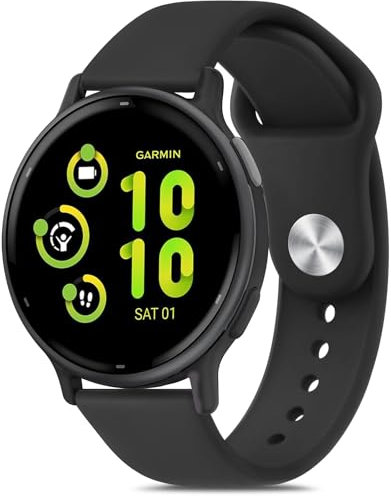 Oumida Garmin Armband für Garmin Forerunner 165/165 Music/Forerunner 55, Vivoactive 5 / Vivoactive 3 für Damen Herren, 20mm Silikon Armbänder Sport Ersatz Uhrenarmband, Schwarz