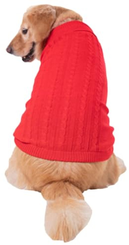 Hundepullover, Winter Warmer Hundepullover Rollkragen Strickpullover Hunde Pullover Weich Hundekleidung Hundepulli Hund Kleidung für Kleine Mittelgroße und Große Hunde und Katzen,Rot,XXL