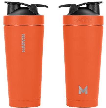 MARVIN THE SHAKED – Termo Batidor Acero Inoxidable 750 ml – Conserva frío 12 horas – Conserva calor 8 horas – Diseño Premium para Smoothies, Protein Shakes y Estilo Activo – Sin BPA (Marvin Vibes)