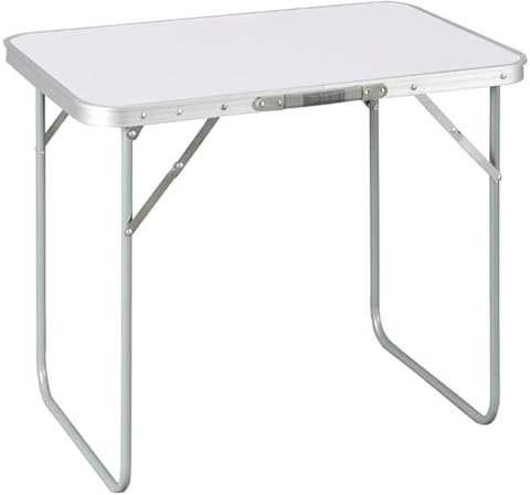COSHANO Mesa Plegable de Aluminio para Camping Tablero MDF 80x60x70cm Outdoor Picnic Acampada Vacaciones Playa (Blanco)