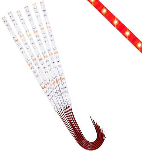 Lyeteung 6 Stücke 200mm 12V - 18V Vorverdrahtete LED Streifen, 2835 Modellbau LED Beleuchtung, Flexibler LED-Lichtstreifen für Modelleisenbahn, Rot