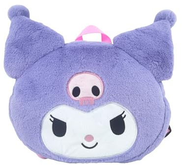 CYPBRANDS - Hello Kitty, Sanrio, Kuromi, Rucksack, Plüsch, Taschen, 3D-Figur, Kuromi-Gesicht, Violett, offizielles Produkt
