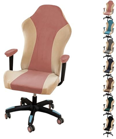 ouxei Soft Velvet Gaming Chair Covers With Armrests, Stretch Office Chair Slipcover With Zipper, Thick Warm(Green)