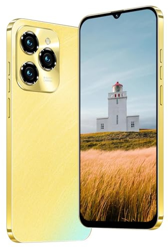 JoyHandy Móvil 4G, Pantalla HD de 6,3 Pulgadas, Memoria 32GB Ampliable hasta 256GB, Android 12.0, reconocimiento Facial, GPS, WiFi, OTG y Doble SIM (Hot40Pro-Gold)