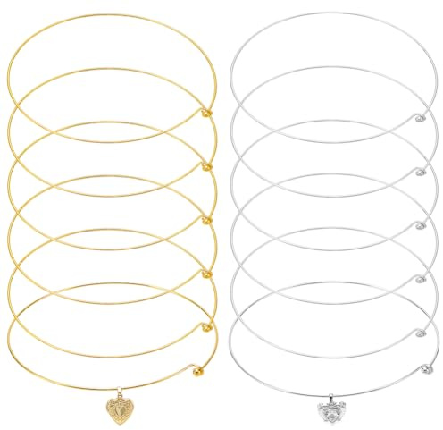 UNICRAFTALE 12 Stück in 2 Farben 14.5 cm Draht Halsreifen Kette für Damen Goldene Choker Halskette Platin Offener Kragenkette Metall Einfache Chocker Halskette für DIY Schmuckherstellung