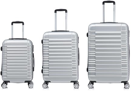 Boleedy Juego de Maletas ABS Rígida 3 Piezas (55/66/77CM),Set de 3 Maletas Viaje con Ruedas 360°, Set Trolley XL+L+M,Ideal Negocios,Viajes y Familia