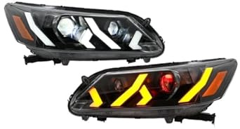 XUXRHMEAN Für Honda Accord 2013–2015 Rote Frontscheinwerfer Mit Tagfahrlicht Demon Eye Auto Scheinwerfer Satz