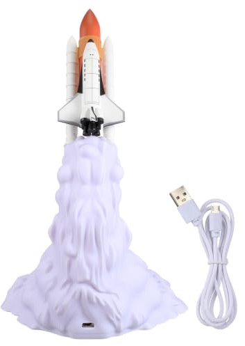 BESPORTBLE 3D-Gedruckte Nachtlicht Lampe in Rocket Form Mit Warmem Led | Mit Muster und Warmem LED-Lichtdesign, Witzig, Lampe Verströmt Ein Warmes und Sanftes Licht, Lampe Besteht aus Pla-Material