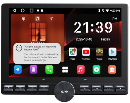 ATOTOOUT Doppel-DIN-Autoradio, 10,1 Zoll (25,7 cm), QLED-Touchscreen, 2G + 32G, CarPlay, kabellos, Android Auto, Android mit WLAN/BT/USB, DSP, AMP, SUB, GPS