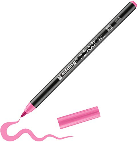 edding 4200 Feutre pointe pinceau pour porcelaine - rose - 1 stylo - pointe pinceau 1-4 mm - pour peindre et décorer la céramique, porcelaine - va au lave-vaisselle, encre opaque, séchage rapide,Unité
