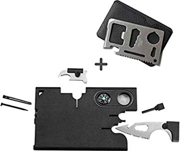 Outil de survie 10 en 1 North.Arrow - En acier inoxydable - Poche avec emplacement carte de crédit et couteau - Idéal pour le camping