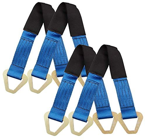 Big-Autoparts 2 X 24 Axle Straps HD Blue Tie Down f Race Car Hauler Tow Truck 4x4 Off Road Pack of 4-10,000 Lbs Break Strength- 3,335 Lb Working Load