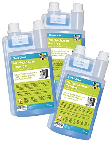 GlobaClean Milchschaum-Reiniger Milchsystem-Reiniger für Kaffeevollautomaten und Kaffee-Maschinen - Flüssig-Reiniger für Milchaufschäumer (3x 1 Liter)