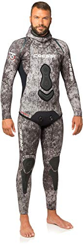 Crg1B|#Cressi Men Apnea Camou Complete Wetsuit 3.5mm Wetsuits - Two Piece Premium Neoprene 3.5 mm - Black/Brown/Grey Camouflage, Large/4