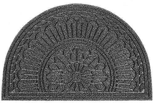 Mibao Half Round Door Mat, 24 x 36, Outdoor/Indoor, Waterproof, Grey