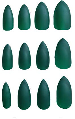 Fat-catz-copy-catz 24x Full Coverage Smooth Matte Stiletto pointed False Fake salon Nails Makeup (24x Matte Green Nails)