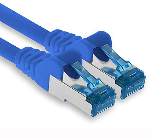 1aTTack.de Câble réseau Ethernet Gigabit LAN CAT.6a Cat6 Cat6a 2 m, câble patch RJ45 10 Gb/s SFTP PIMF bleu - 1 pièce