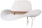 Sonnenhut Damen Strohhut Faltbar Sommer Hut Breite krempe Strandhut Cowboyhut (Weiß)