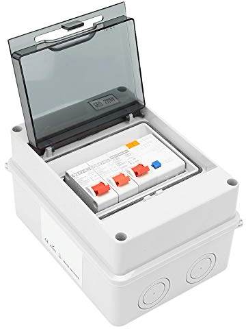 Wakects 40 A, 30 mA RCD + 2 MCB (6 A + 16 A) Leitungsschutzschalter, 2-Wege, Verbrauchereinheit, IP65 Schutzgehäuse, Wandmontage