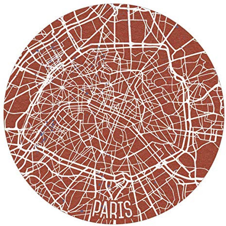 Runde Tapete selbstklebend - Stadtplan Paris - Retro 50x50cm