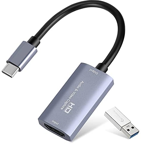 Videoaufnahmekarte, USB 3.0 HDMI auf USB C Audio Capture Card, 4K 1080P60 Capture mit Typ-C Adaptergeräten für Gaming Live Streaming Video Recorder, kompatibel mit Windows Mac OS System usw