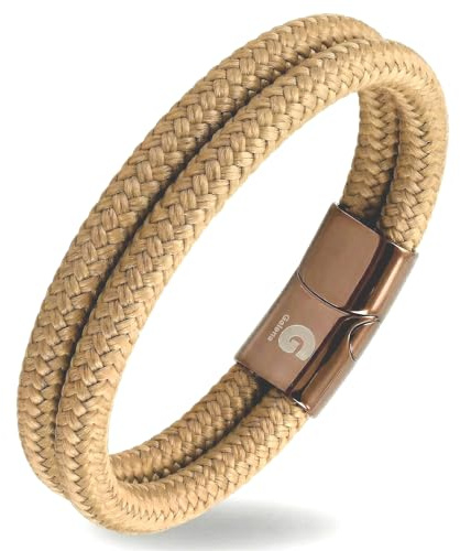 Segeltau Armband Geflochten Nautisch mit Magnetverschluss Seil Armbänder Maritim Surferarmband Galeara Noa (Noa khaki braun, 185)