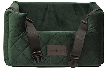 Exclusive Hunde Autositz | Autositz für Hunde, Katzen, Haustier | Rückbank, Beifahrersitz | Hundebett, Hundetasche | Wildlederimitat, Velvet | Farbe: Grün | Große: L (57x50 cm)