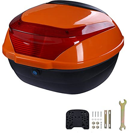 ASDQWER Rad-Kofferraum-Gepäck-Box.Helmet-Aufbewahrungsbox, Motorrad-Touring-Top-Box, Heckkoffer-Gepäckbox, Motorrad-Roller-Rückfahrkoffer-Topcase Topbox, Kann Helme Speichern,Orange,L