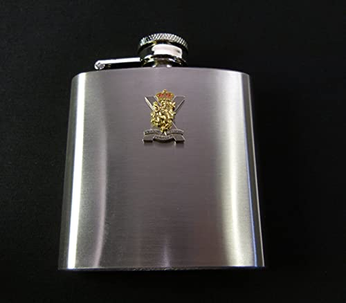 Royal Regiment of Scotland Deluxe UK Made Classic Veterans Hip Flask with Gold Plated Badge