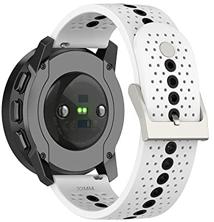 Chofit Armbänder kompatibel mit Suunto 9 Peak Strap, weiches Silikon-Sport-Ersatzarmband 22 mm Band mit bunten Löchern, Uhrenzubehör für Suunto 9 Peak Smart Watch (weiß)
