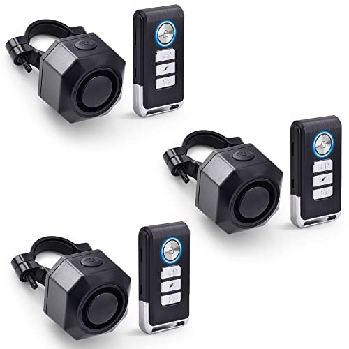 NineLeaf Anti-Diebstahl Fahrrad Alarm mit Halterung, USB C Wiederaufladbar 110dB Einbrecher Vibration Motorrad Alarm Sicherheitssystem Wasserdicht Fahrrad Mobilität Roller Alarm mit Fernbedienung 3PK