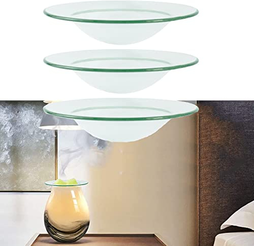 Dancepandas Lampe à Parfum Bol en Verre 3 Pièces 12cm Rond Verre de Rechange pour Lampe à Pétrole Plat de Réchauffeur d'Huile pour Lampe d'Aromathérapie Électrique
