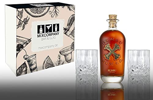 Bumbu Geschenkset Rum Original 0,7L (40% Vol) + 2 Tumbler Kristalloptik Spirituose aus 100% Rum- [Enthält Sulfite]