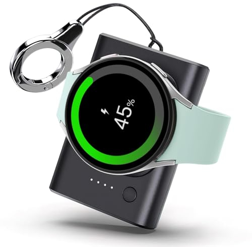 leChivée Caricatore Wireless per Samsung Watch 8, Caricatore Portatile da 1800 mAh con Portachiavi, Caricatore Magnetico USB C per Samsung Galaxy Watch 8 Classic/8/Ultra/7/6/5/4/Active 2/Gear S3