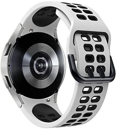 Cinturino Sportivo Compatibile per Samsung Galaxy Watch 6/5/4 40mm 44mm/Watch 5 Pro 45mm/Watch 6 Classic 43mm 47mm/Watch 4 Classic 46mm 42mm,21mm Cinturino di Ricambio in Morbido Silicone,Bianco Nero