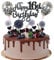Happy 16th Birthday Tortendeko für Junge und Mädchen - Schwarz Mit Herz Stern Ballon Glitter Cake Topper für 16. Geburtstag