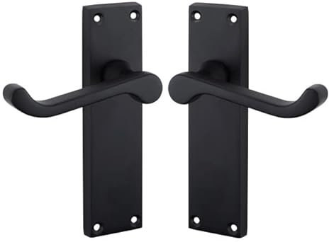 Golden Grace Victorian Scroll Lever Latch Door Handles in Matt Black Finish, Classic Interior Doors Hardware, 1 Pair - 150mm Long