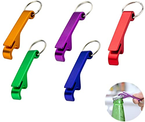 Lamkrtlp 5 Farben Flaschenöffner Schlüsselanhänger, Aluminium Bieröffner Schlüsselanhänger, Mini Flaschenöffner Schlüssel, Kapselheber Anhänger Keychain Öffner für Familie Camping Parteien