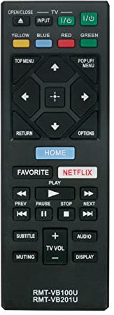 VINABTY RMT-VB100U RMT-VB201U Ersatz Fernbedienung Kompatibel mit Sony Smart Blu-ray Player BDP-BX150 BDP-BX350 BDP-BX370 BDP-BX550 BDP-BX650 BDP-S1500 BDP-S1700 BDP-S2500 BDP-S2900 BDP-S3500