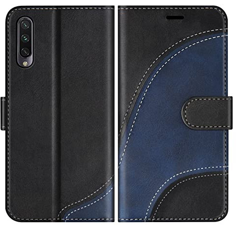 BoxTii Cover per Xiaomi Mi 9 Lite/Mi A3 Lite/Mi CC9, Custodia in PU Pelle Portafoglio per Xiaomi Mi 9 Lite/Mi A3 Lite/Mi CC9, Magnetica Cover a Libro con Slot per Schede, Nero