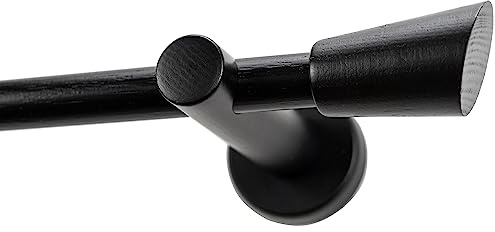 Garesa Gardinenstange Molis Ø 20mm, 1-läufig, Schwarz lackiert I Stabile Vorhangstange ohne Ringe I Mit Endknopf Keil I Auch für mittelschwere Vorhänge I 210cm