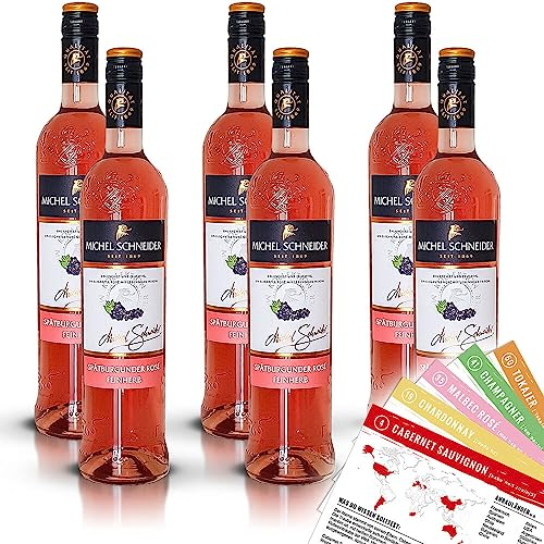 Michel Schneider Spätburgunder Rosé QbA, feinherb, sortenreines Weinpaket + VINOX Winecards (6x0,75l)