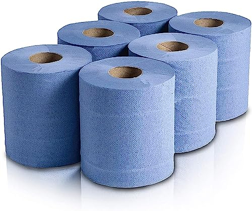EPISENT Blue Roll 2-Ply Centre Feed Paper Towels – Super Absorbent, Food Safe & Recyclable – Commercial Wiping Roll for Kitchen, Garage, Bathrooms & Cleaning Dispensers (Pack of 4-24 Rolls)