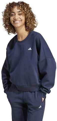 adidas Donna Essentials Small Logo Feel Cozy Sweatshirt, Legend Ink/White, L